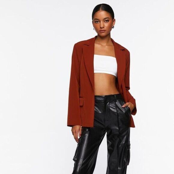 Forever 21 Women's‎ Blazer Notched-Lapel Single-Breasted Coat Medium - Picture 2 of 6